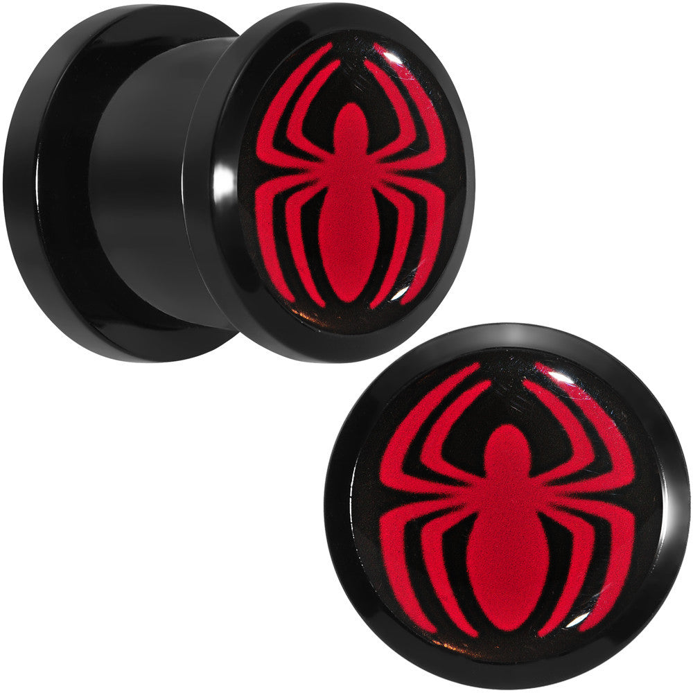 7/16 Licensed Red Spider-Man Logo Acrylic Screw Fit Plugs Set