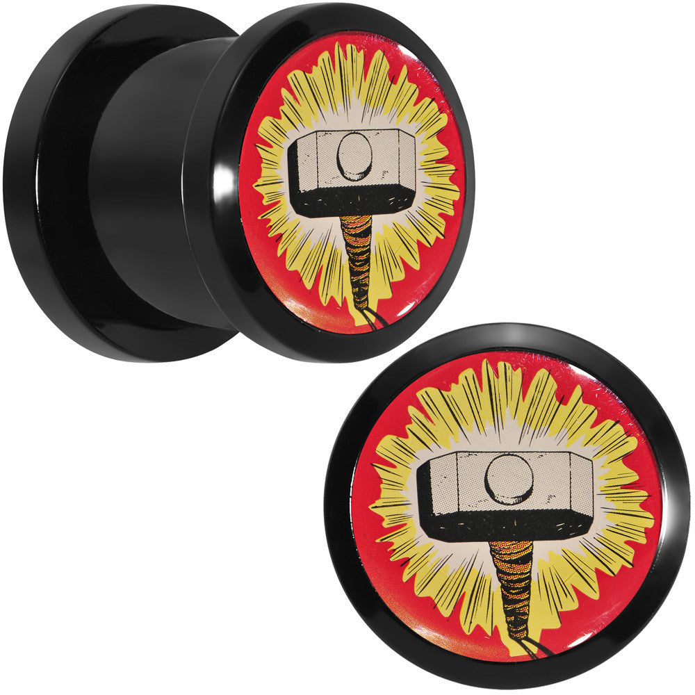 7/16 Licensed Thor Hammer Logo Acrylic Screw Fit Plugs Set
