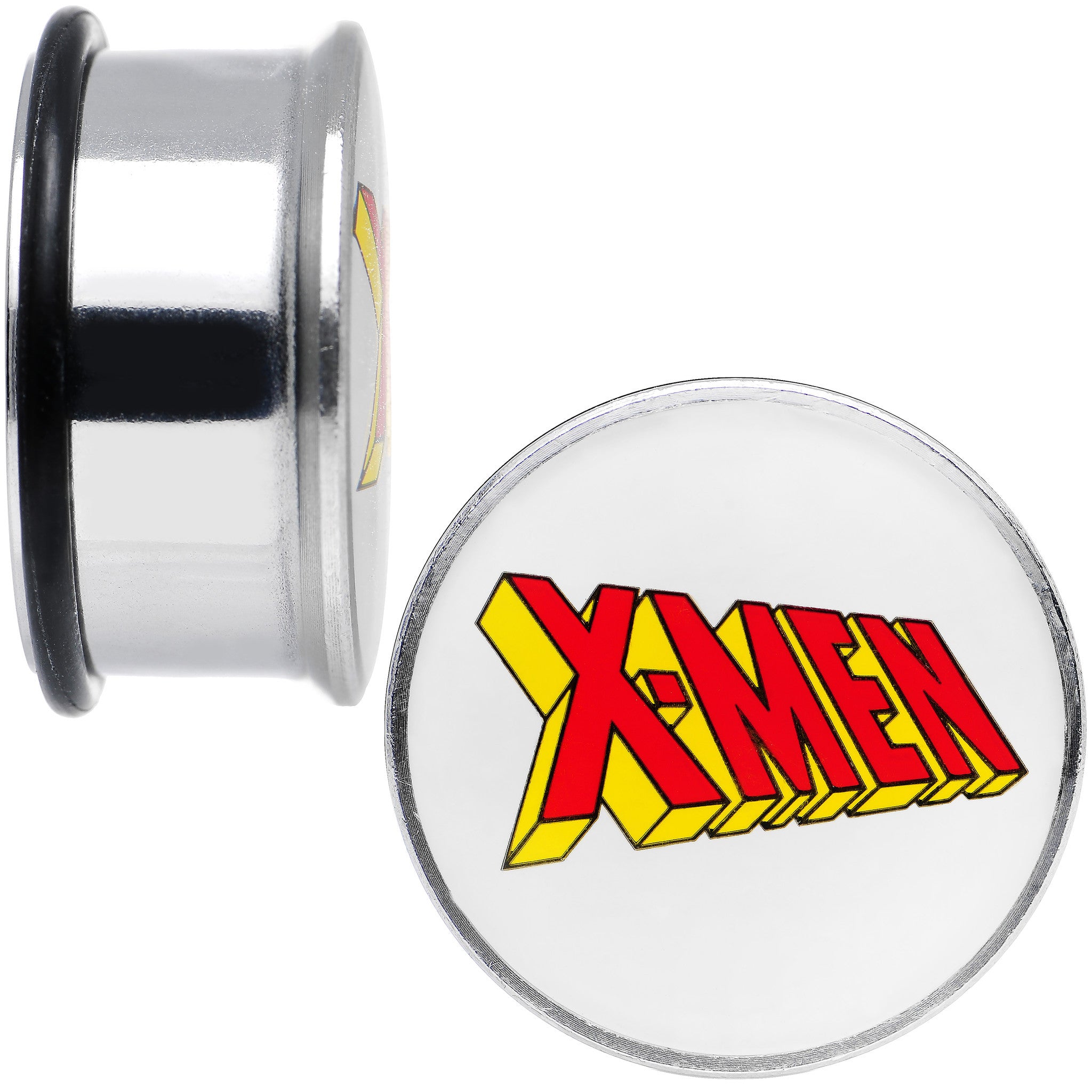 7/8 Licensed X-Men Single Flare Steel Tunnel Plugs Set