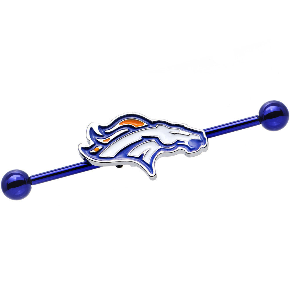 Licensed NFL Blue Anodized Denver Broncos Industrial Barbell 38mm