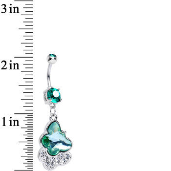 Green Double Gem Kindred Butterfly Dangle Belly Ring