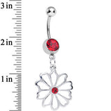 Red CZ Sunny Season Hollow Flower Dangle Belly Ring