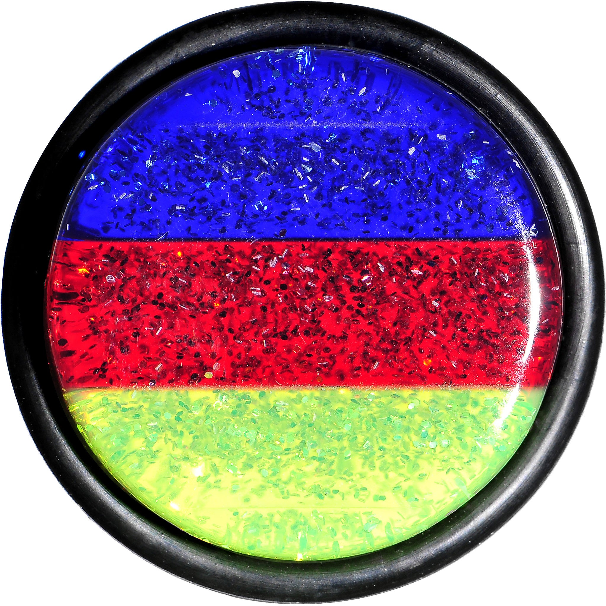 18mm Green Red Blue Acrylic Vibrant Glitter Single Flare Plug