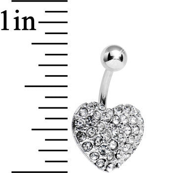 Clear Gem Flash of Love Heart Belly Ring