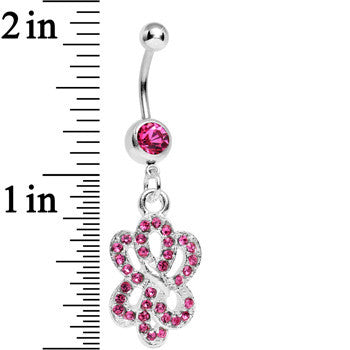 Pink Gem Sparkling Sailor Knot Dangle Belly Ring