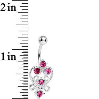 Pink Gem Lovely in Lace Heart Belly Ring