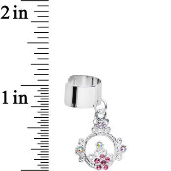 Pink and Aurora Gem Reigning Princess Crown Dangle Ear Cuff