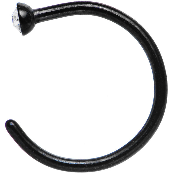 20 Gauge 5/16 Clear Gem Black Anodized Titanium Nose Hoop
