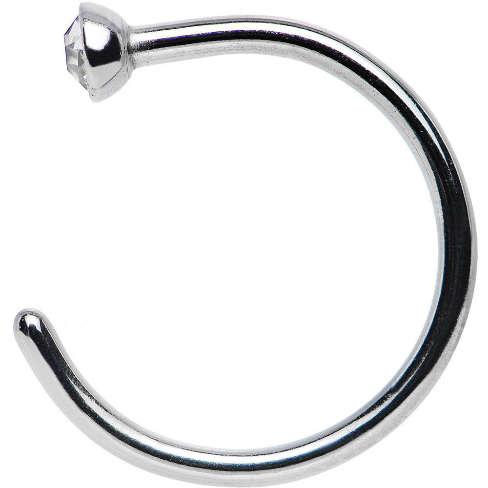 20 Gauge 5/16 Clear Gem Stainless Steel Nose Hoop