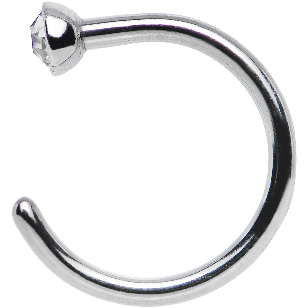20 Gauge 1/4 Clear Gem Stainless Steel Nose Hoop