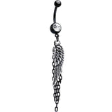 Clear Gem Black Enchain the Angel Wing Dangle Belly Ring