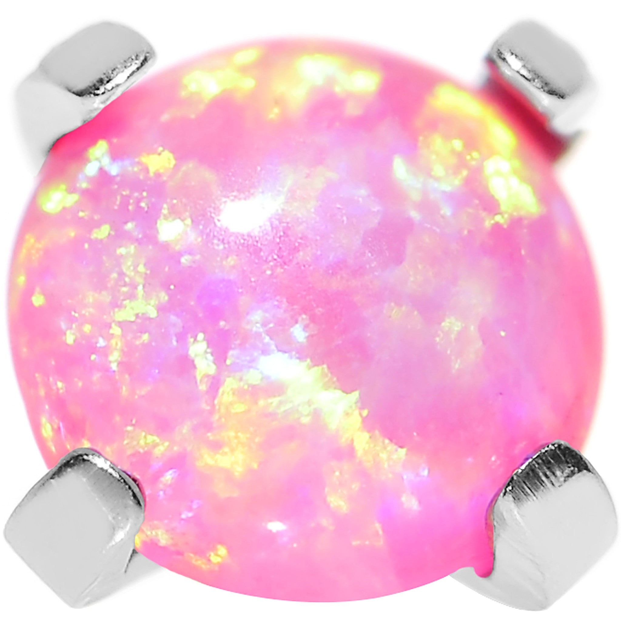 14 Gauge 4mm Faux Pink Prong Set Opal Titanium Dermal Top