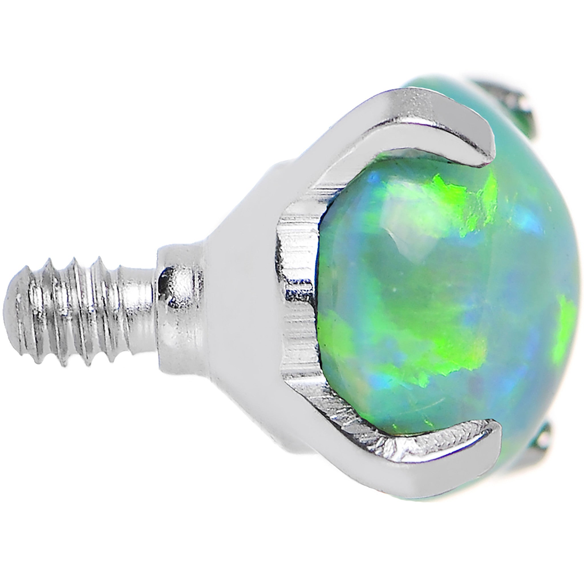 14 Gauge 5mm Faux Green Prong Set Opal Titanium Dermal Top
