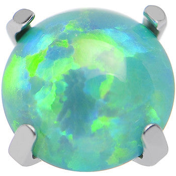 14 Gauge 5mm Faux Green Prong Set Opal Titanium Dermal Top