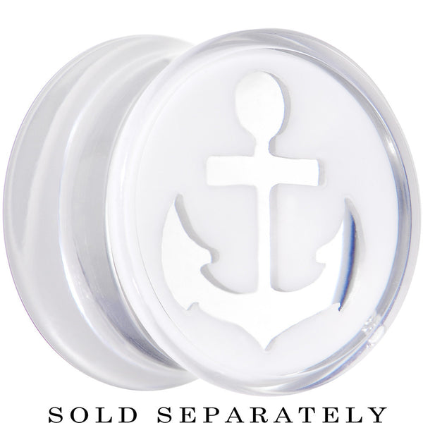 9/16 Clear White Acrylic Set Sail Nautical Anchor Saddle Plug