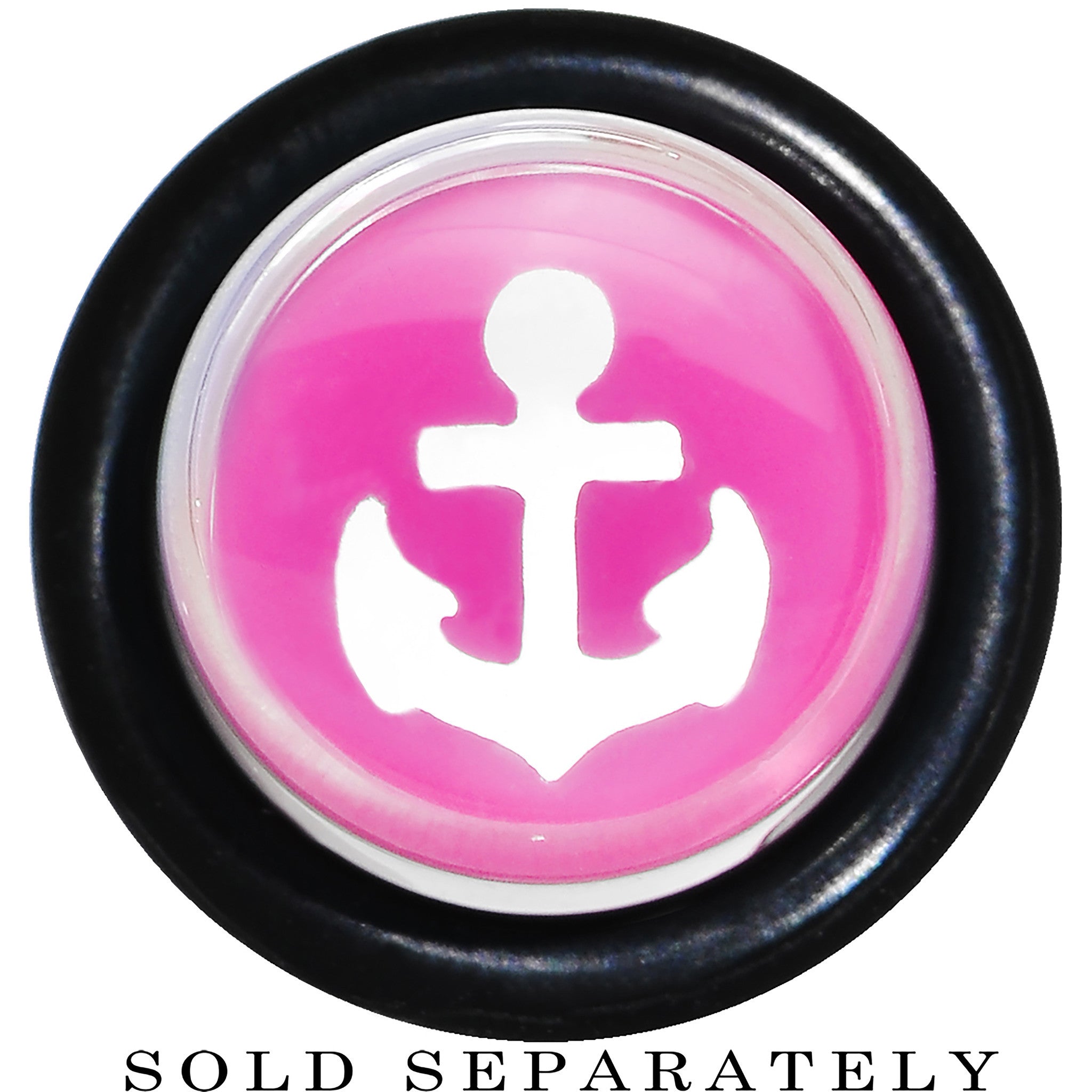 00 Gauge Clear Pink Acrylic Set Sail Nautical Anchor Taper