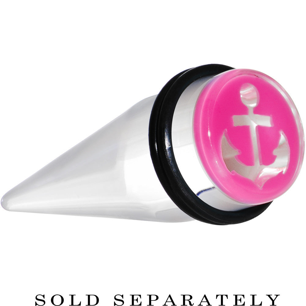 5/8 Clear Pink Acrylic Set Sail Nautical Anchor Taper