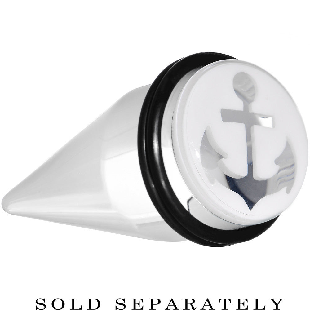 20mm Clear White Acrylic Set Sail Nautical Anchor Taper