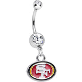 Licensed Clear Gem San Francisco 49ers NFL Dangle Belly Ring