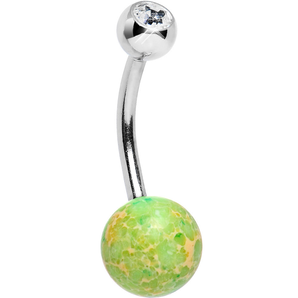 Clear Gem Galactic Light Green Stone Belly Ring