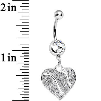 Clear Gem Sparkling Rivers of Love Heart Dangle Belly Ring