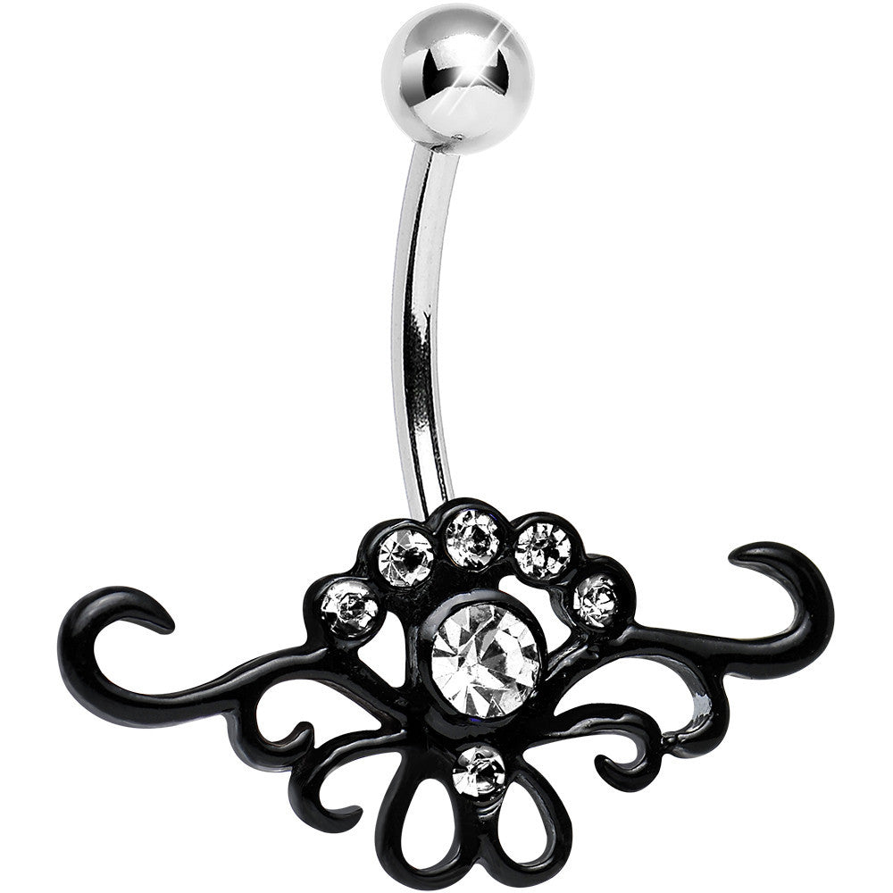 Clear Gem Sparkling Black Genesis Lace Belly Ring