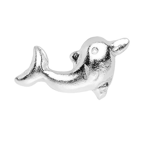 22 Gauge 925 Sterling Silver Dancing Dolphin Nose Bone