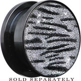1 inch Black Anodized Titanium Zebra Sugar Glitter Screw Fit Plug