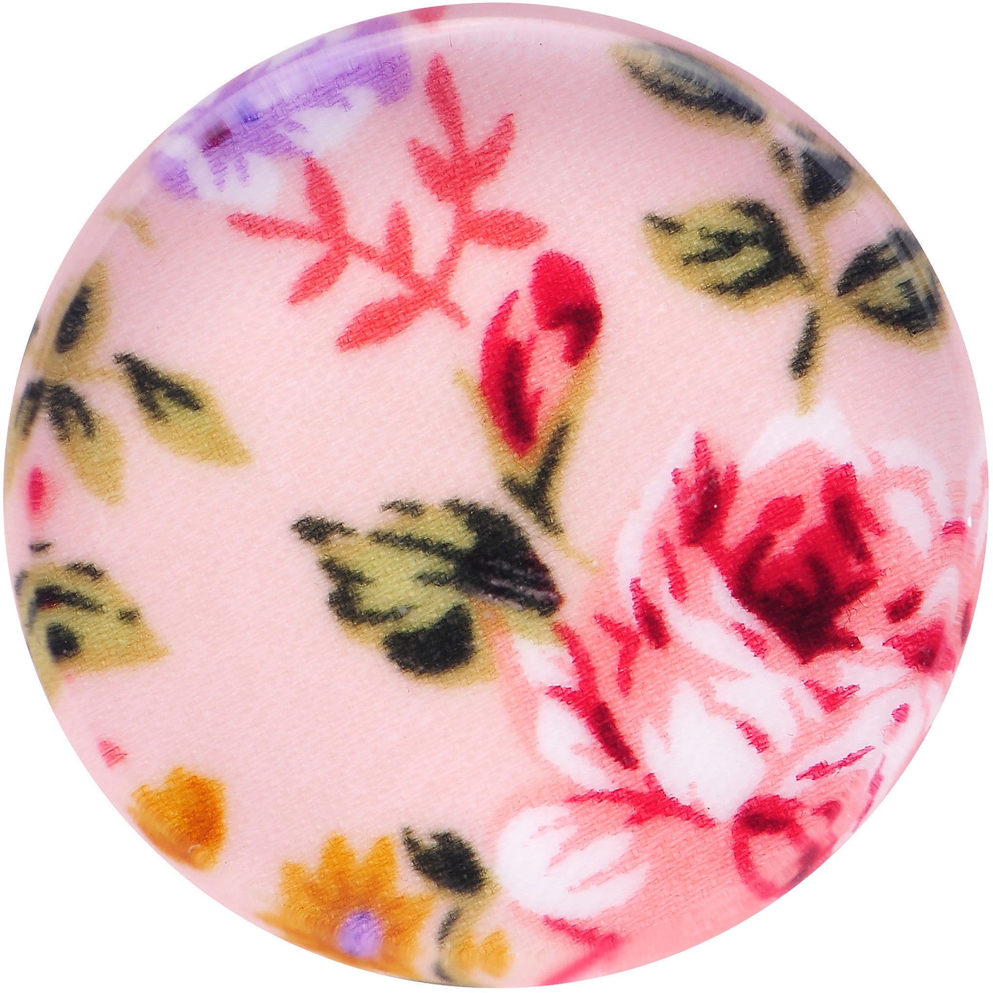 26mm Acrylic Pink Grandma's Wallpaper Flowered Saddle Plug
