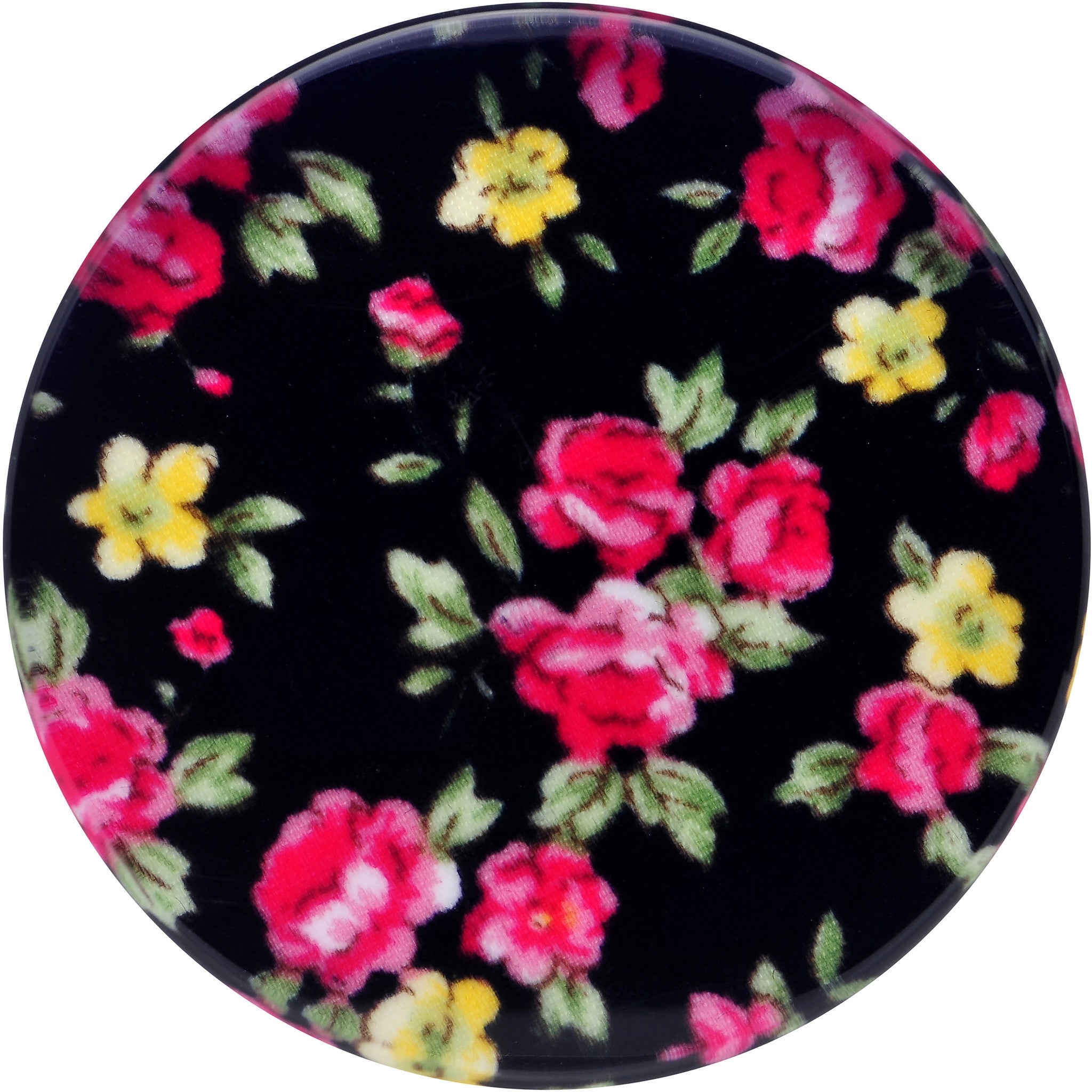 40mm Acrylic Black Multicolored Old Fashioned Flowers Saddle Plug