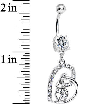 Clear Gem Bright Twisted by Love Heart Dangle Belly Ring
