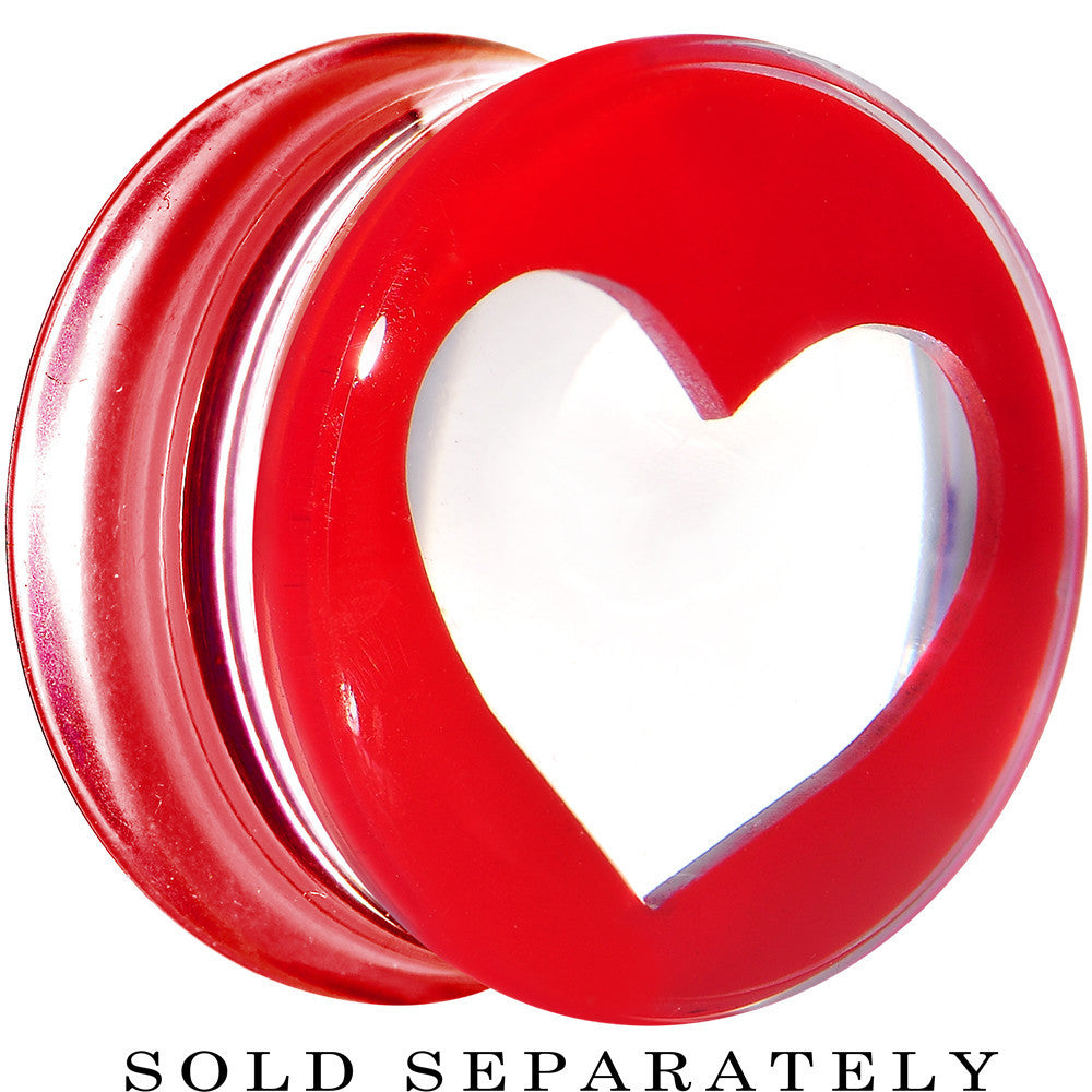 18mm Clear Red Acrylic Adoring Heart Saddle Plug
