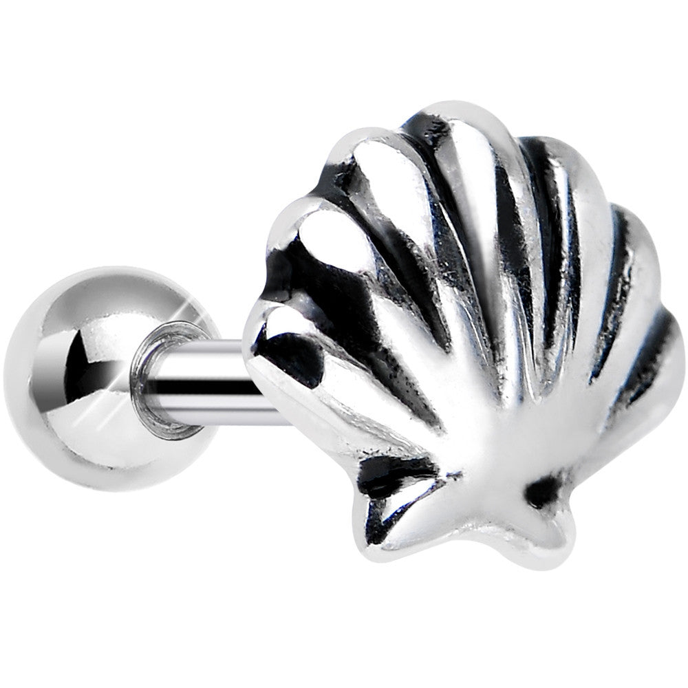 925 Sterling Silver Coastal Clam Shell Tragus Cartilage Earring