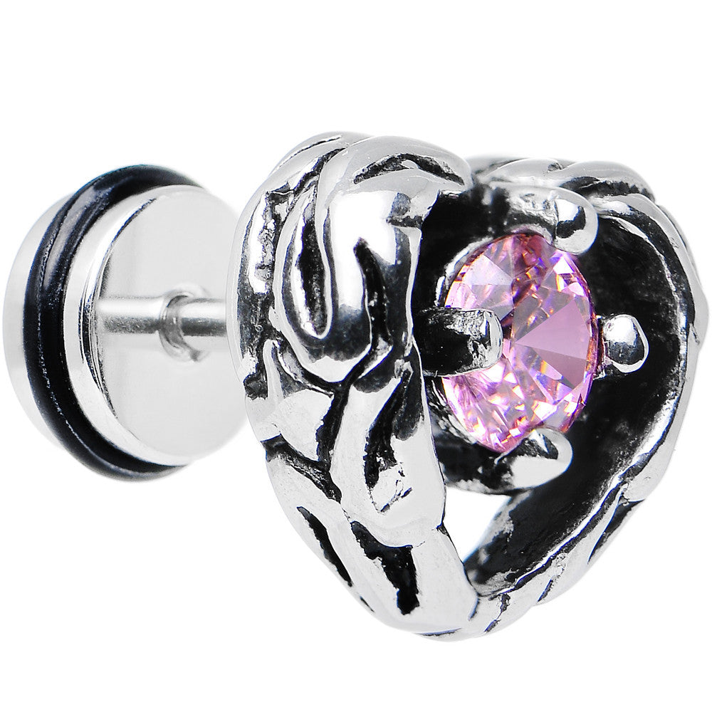 Pink Gem Stainless Steel Have a Heart Cheater Plug