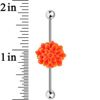 Orange Garden of Treasures Carnation Flower Industrial Barbell 37mm