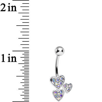 Aurora Gem Trebled Heart Belly Ring