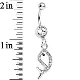 Clear Gem Companion of Neptune Fish Dangle Belly Ring
