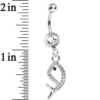 Clear Gem Companion of Neptune Fish Dangle Belly Ring