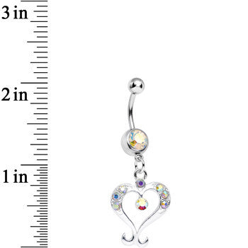 Aurora Gem Fanciful Arched Heart Dangle Belly Ring