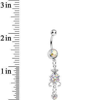 Aurora Gem Sparkling Fleur De Lock Dangle Belly Ring