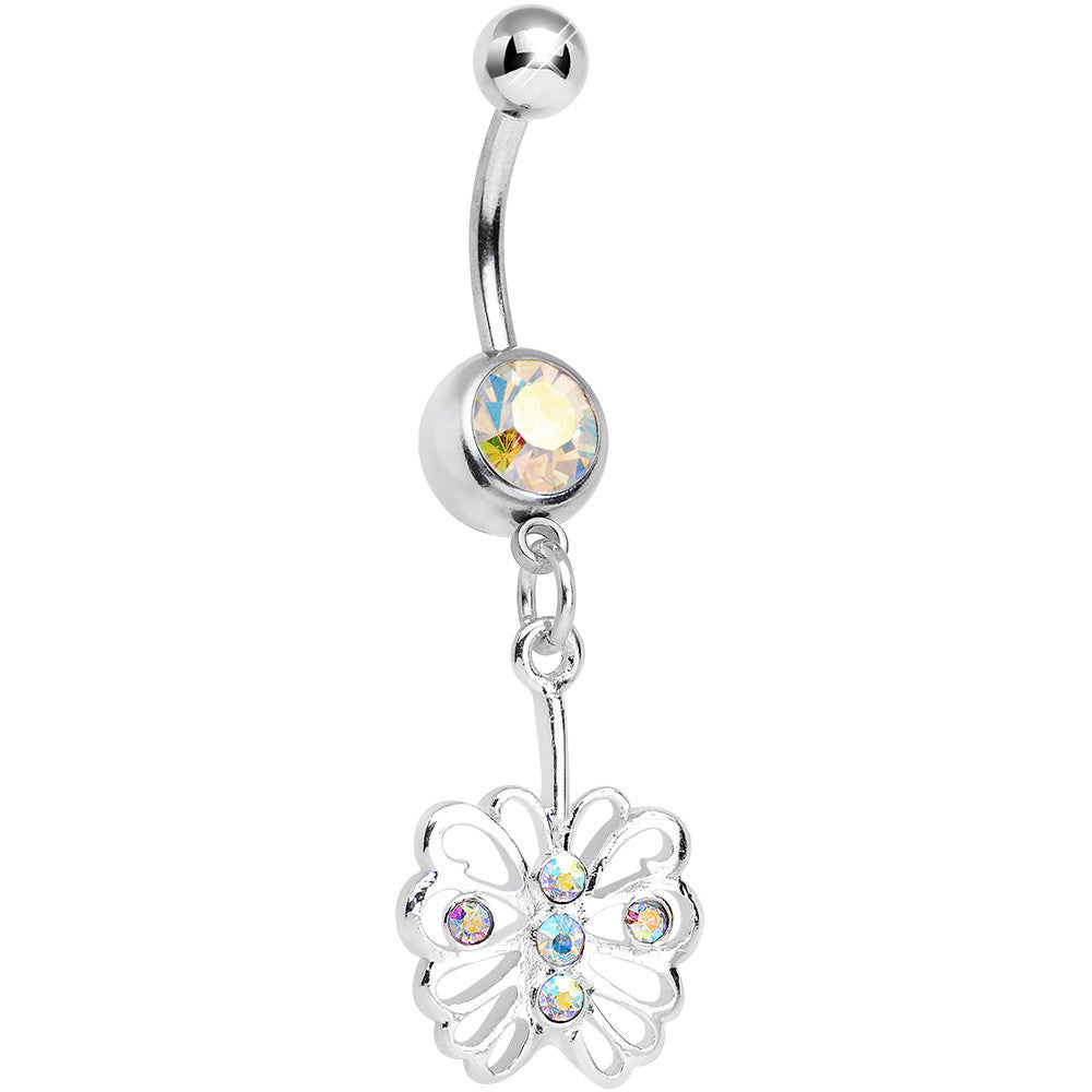 Aurora Gem Fancy Blossoming Butterfly Dangle Belly Ring
