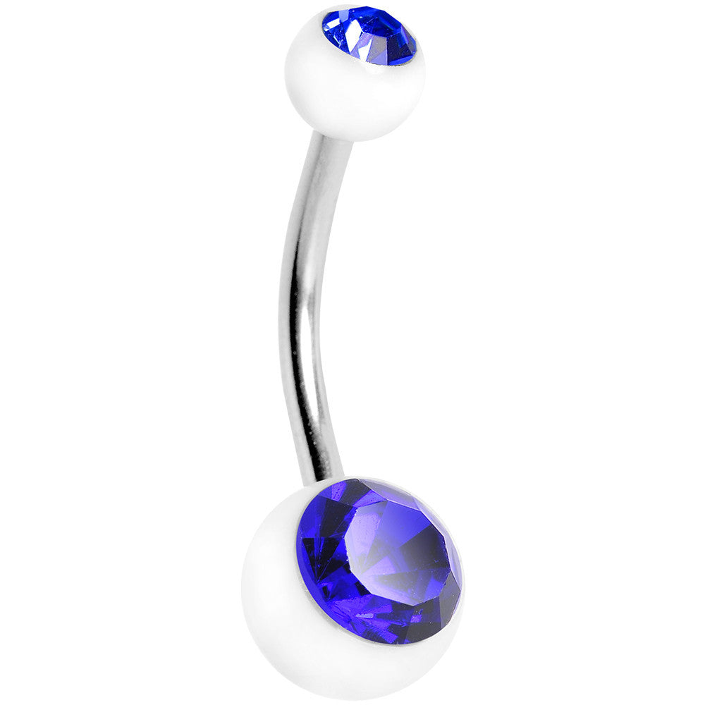Blue Cubic Zirconia Clear Acrylic Dual Dazzle Belly Ring