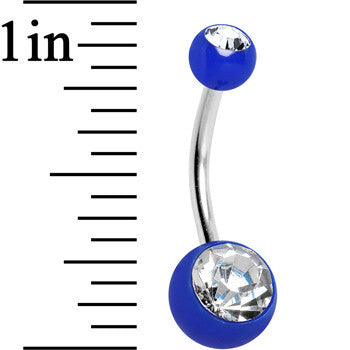 Clear Cubic Zirconia Blue Acrylic Color Blast Belly Ring