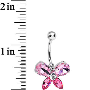Pink Gem Spirited Sparkling Butterfly Belly Ring