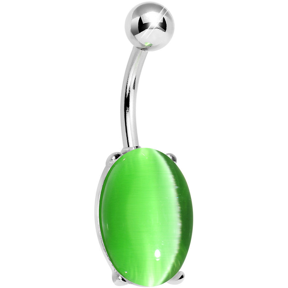 Green Opal Elliptical Belly Ring