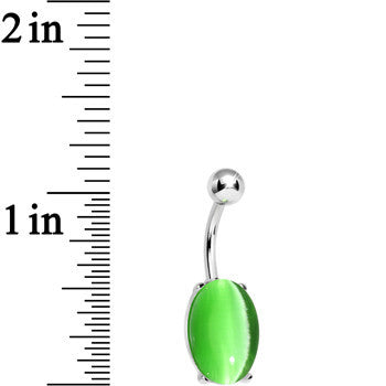 Green Opal Elliptical Belly Ring