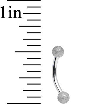 16 Gauge 5/16 Silver Sandblasted Steel Curved Eyebrow Ring 3mm Ball