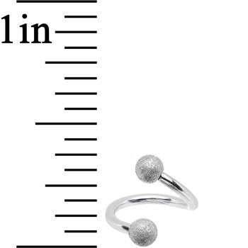 16G 5/16 Silver Sandblasted Steel Spiral Barbell 3mm Ball