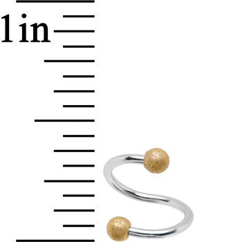 16 Gauge 3/8 Gold Tone Sandblasted Ball Ends Spiral Twister Ring