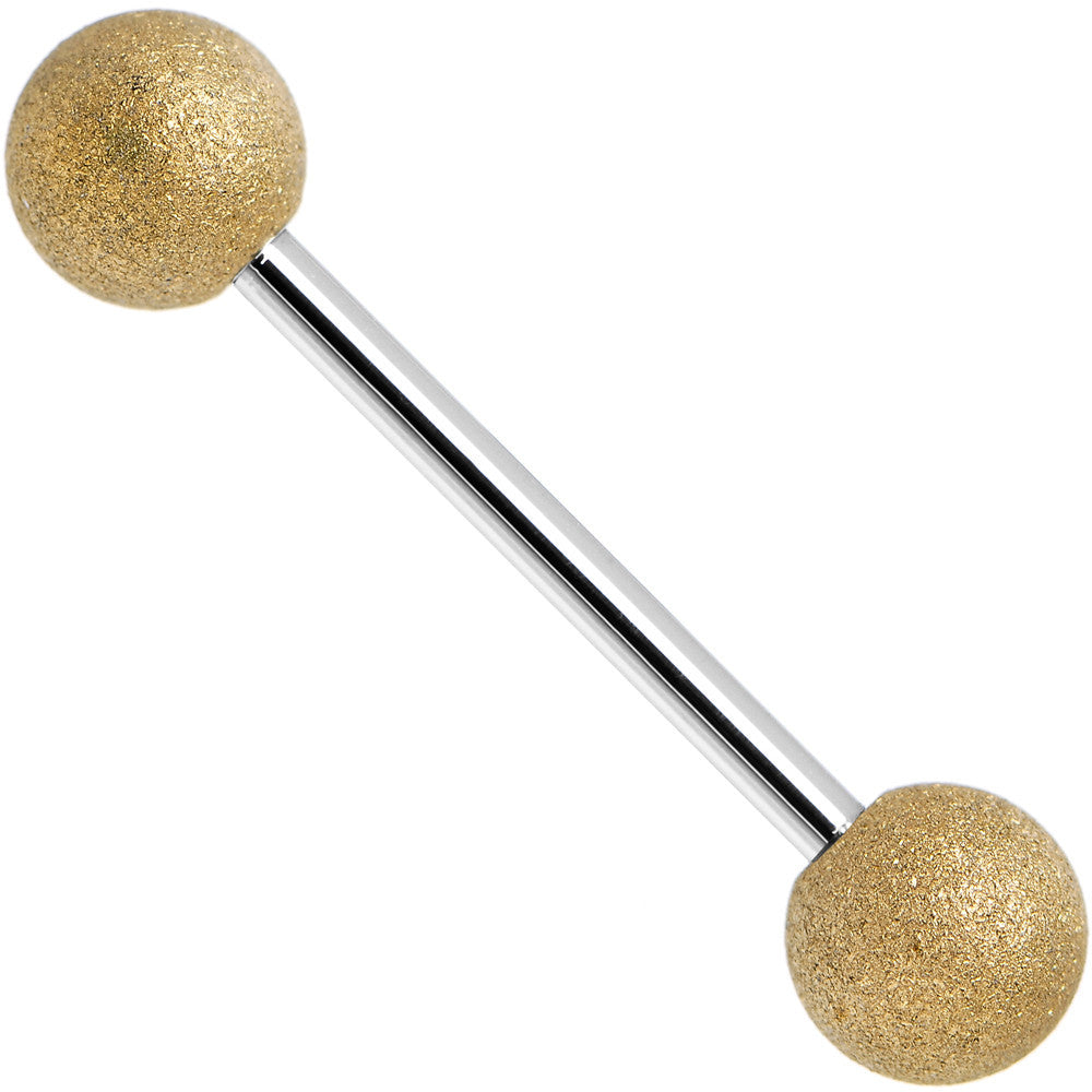Gold Sandblasted Steel Barbell Tongue Ring